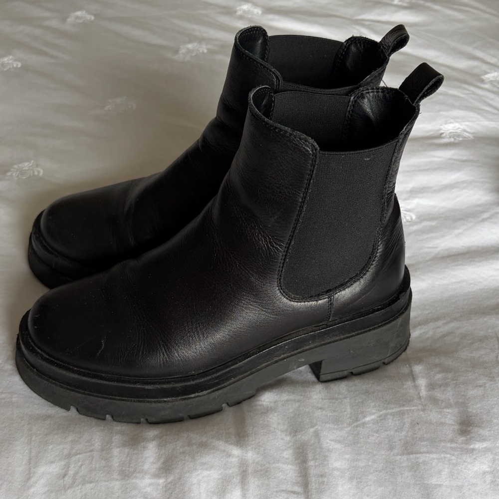 Women's Black Chelsea Ankle Booties - Classic Leather Pull-On